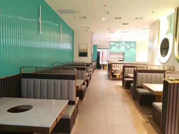 Commercial Leather Restaurant Booth And Table Set / Fast Food Restaurant Seating