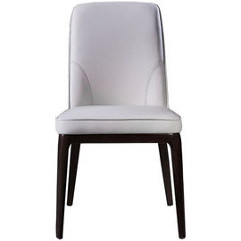 Elegant Luxury White Leather Dining Room Chairs With Wooden Legs