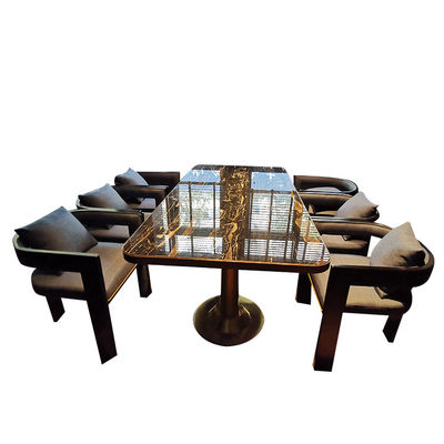 Marble Restaurant Patio Furniture , Rectangular Square Marble Top Dining Table