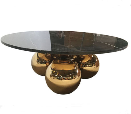 Gold Plated Feet round 36'' Restaurant Marble Table For Hotel