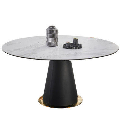 Metal Base Sintered Stone 75ch Height Oval Rotate Table