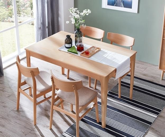 Eco Friendly Beech Wood Dining Room Square Dining Table Customized