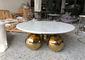 Gold Plated Feet round 36'' Restaurant Marble Table For Hotel