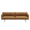 Nordic Small Leather Loft Three Seat 304 Modern Sectional Sofa