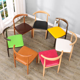 Fashion Modern Dining Room Chairs , Colored Leather Dining Chairs With Wooden Legs