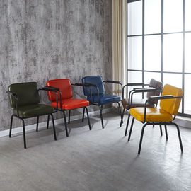 Metal Frame Restaurant Dining Room Chairs With Soft Leather Seats