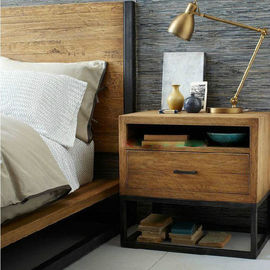 Solid Wood Hotel Bedside Table Nightstand With Drawer And Shelf