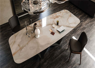 Rectangular Square Marble Dining Table Popular Luxurious Modern Style