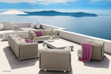 Waterproof Rattan Modern Outdoor Furniture Corner Sofa Dining Set For Leisure Area