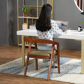 Wood and Leather Modern Dining Room Chairs Comfortable Natural Color