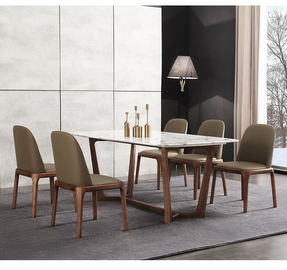 White Leather And Wood Dining Chairs Modern Simple Design Comfortable