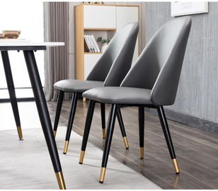 Luxury High Back Leather Dining Room Chairs With Metal Legs Customized