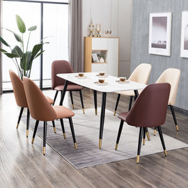 Senmeiyuan luxury High Back Leather Dining Room Chairs With Metal Legs customized