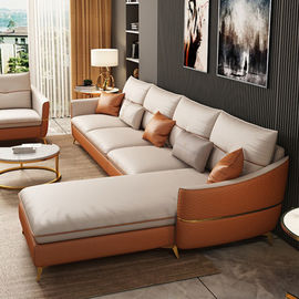 Fabric Leather 3 Seater Modern Living Room Sofa With Cushion