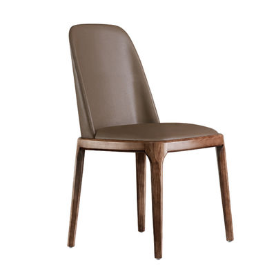 Solid wood base and PU leather cushion high quality arm / armless ash dining chair with micro fiber leather