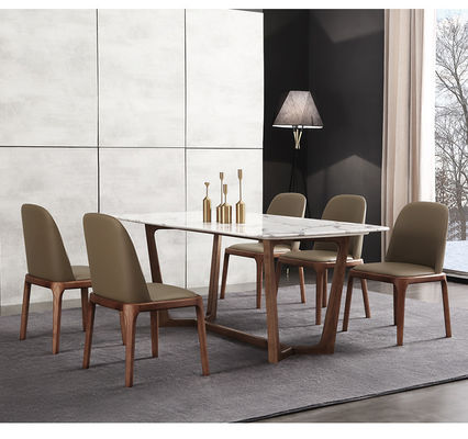 Solid wood base and PU leather cushion high quality arm / armless ash dining chair with micro fiber leather