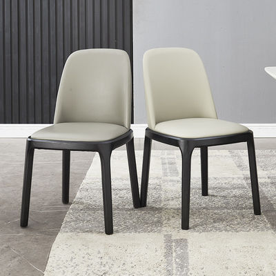 Solid wood base and PU leather cushion high quality arm / armless ash dining chair with micro fiber leather